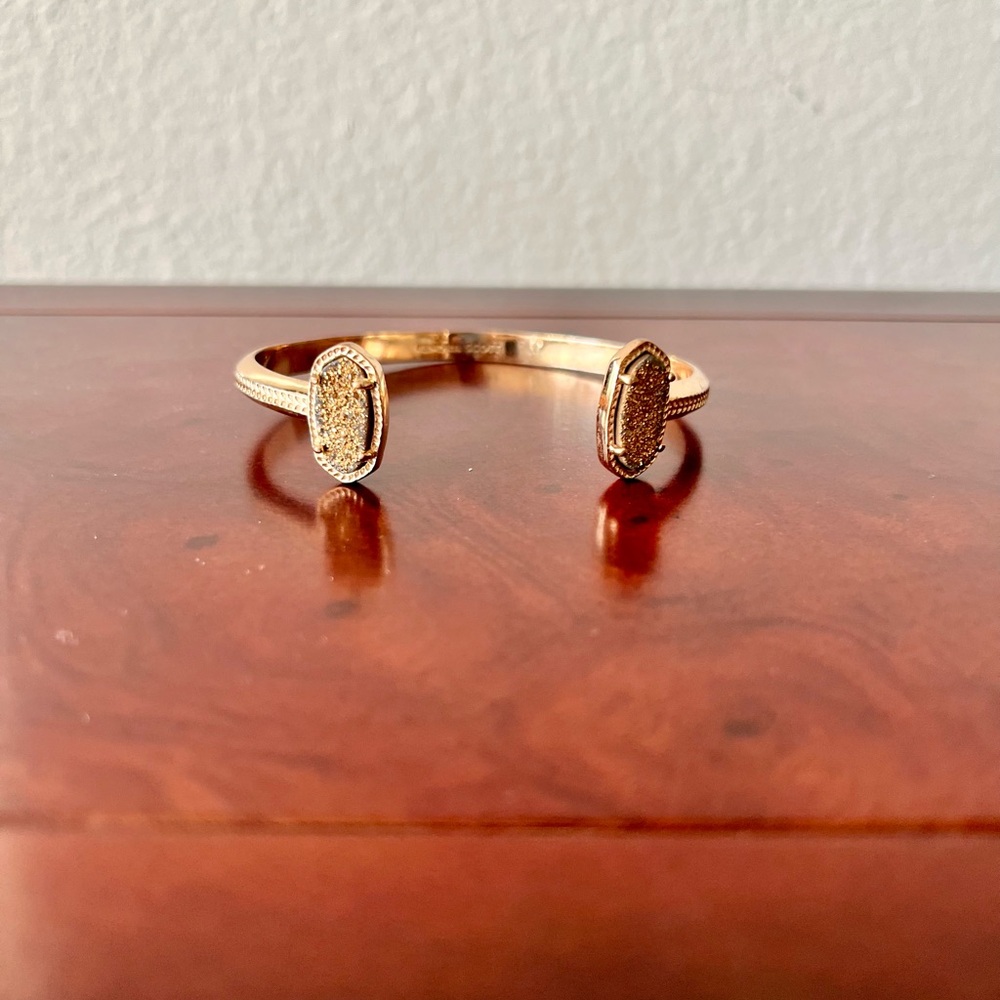 Kendra Scott Elton Station Cuff Bracelet in 14k-Rose-Gold with Rose Drusy